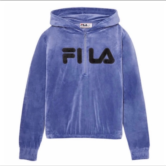 FILA Velour Crop 1/4 Zip Hoodie - Picture 2 of 16